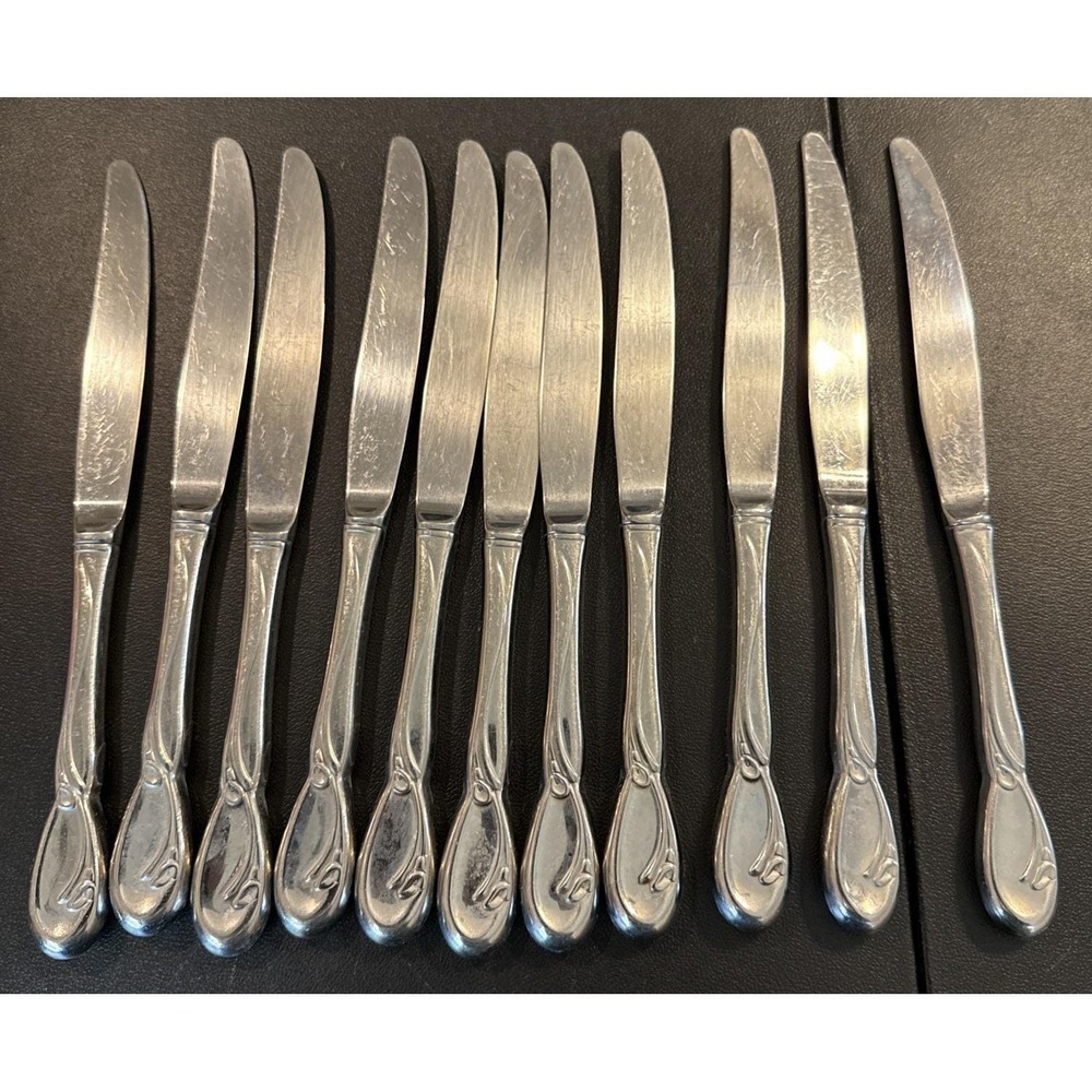 Oneida Deluxe Calla Lily Dinner Knives Knife Stainless Steel Vintage Set Of 11
